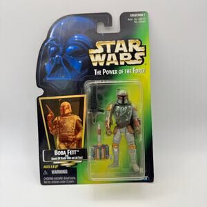 Kenner Star Wars Power of Force Boba Fett Action Figure 1997 Green Card